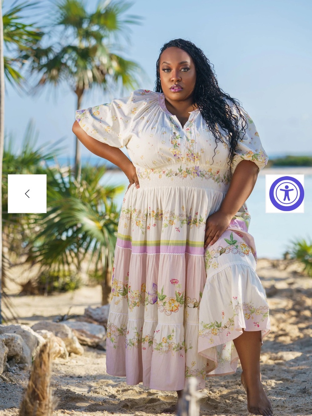 NWT Lilyana 100% Cotton Romantic Floral Tiered Maxi Dress, sz. 2X